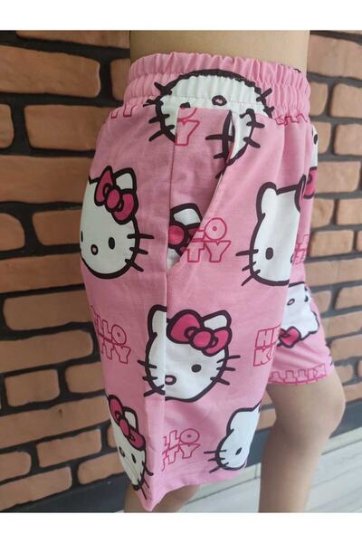 MECH BUTİK Pembe Hello Kitty Cat Bol Şort