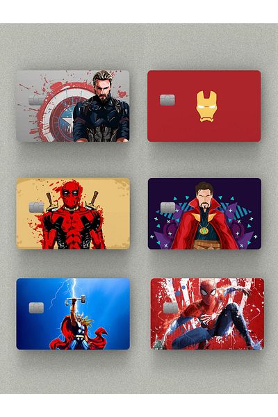Namgo Super Heroes Σετ 6 αυτοκόλλητων πιστωτικών καρτών & Ακβιλ