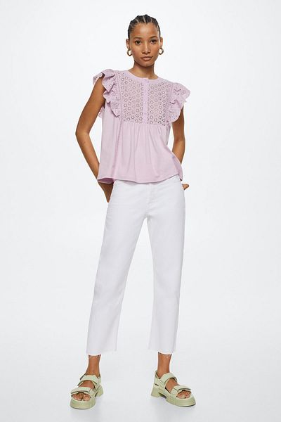 MANGO Lilac dámské tričko 27008646