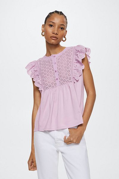 MANGO Lilac dámské tričko 27008646