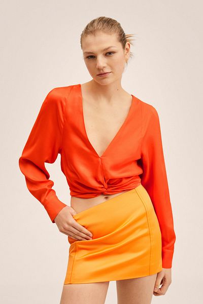 MANGO Orange Damenbluse 27056328