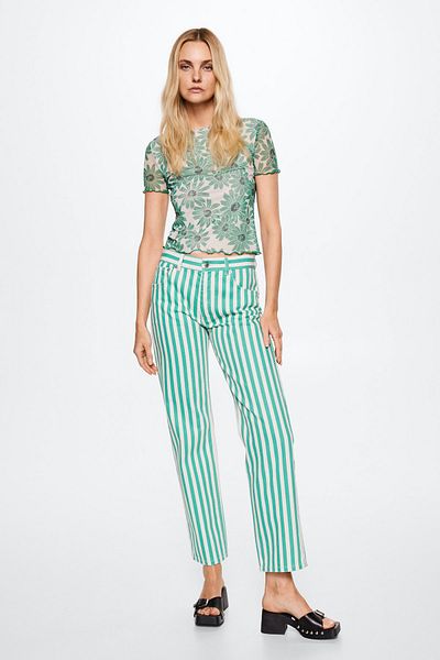MANGO Woman Tricou verde pentru femei 37011328