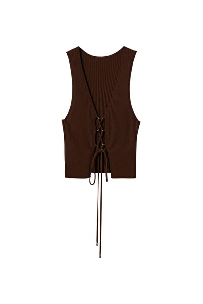 MANGO Woman Hnědá dámská halenka 37084394