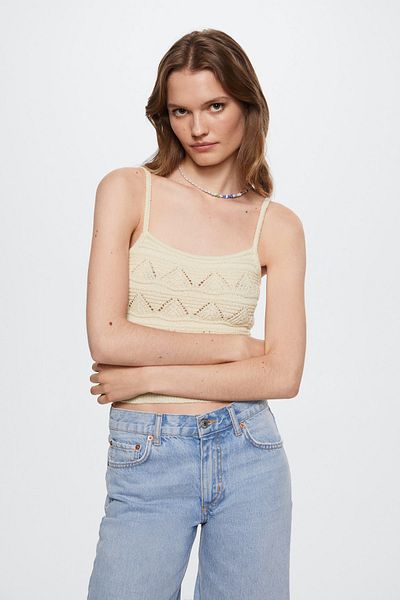 MANGO Ecru dámská halenka 37040350
