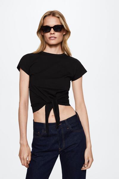 MANGO Μαύρο Γυναικείο T-Shirt 37085917