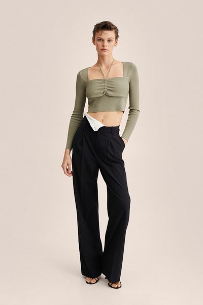 MANGO Khakifarbener Damenpullover 27024018