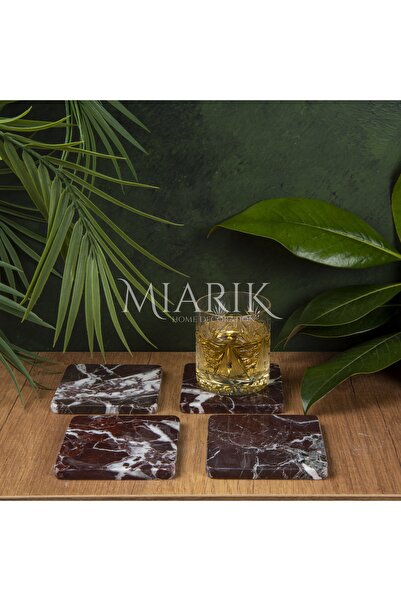 MIARIK DESIGN & DEKORASYON Mermer Bardak Altlığı 4'lü