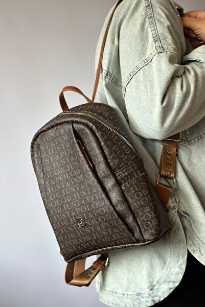 Just Polo Women's Large Size Backpack 2042 Brown Brown