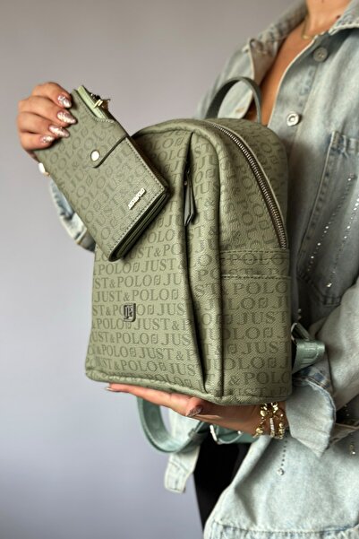 Just Polo Women's Large Size Backpack 2042 Green Combination