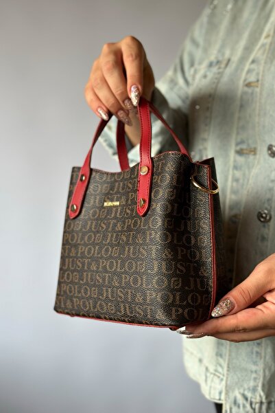 Just Polo منتج جديد حقيبة كتف نسائية مكونة من 3 أقسام 2193 باللون الأحمر