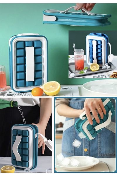 M Mimoza Park Foldable Silicone Ice Mold 36 Pieces Square Ice Cubes Cocktail Presentation Ice Mold Ice Cube Bag