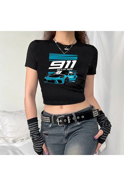 Touz Zolid Wear 911 Stars - Black Crop Top