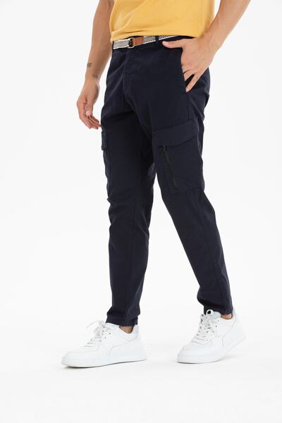 Wise سروال البضائع القطنية للرجال مع حزام هدية