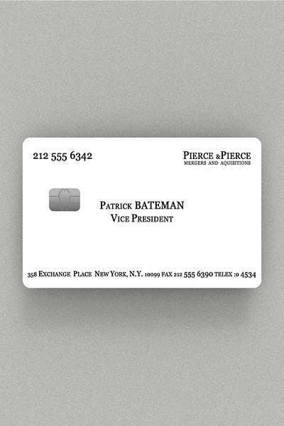Namgo Επαγγελματική κάρτα Patrick Bateman Πιστωτική κάρτα & κάλυμμα με αυτοκόλλητο Akbil