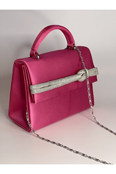 Maris by Deniz Knot Stone Detailed, Satin, Covered Mini Evening Bag