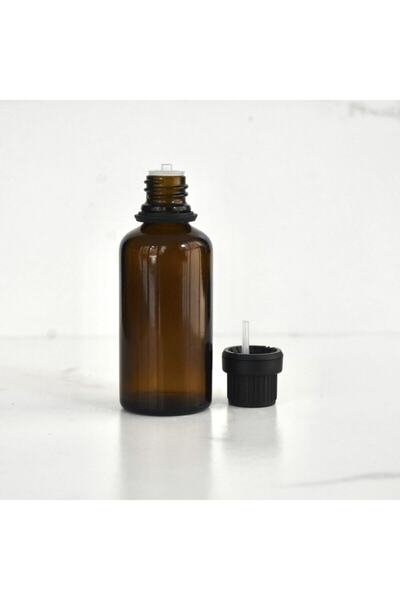 Densa Essential Siyah Kapak Içten Damlalıklı Amber Cam Şişe 50 ml (10 ADET)