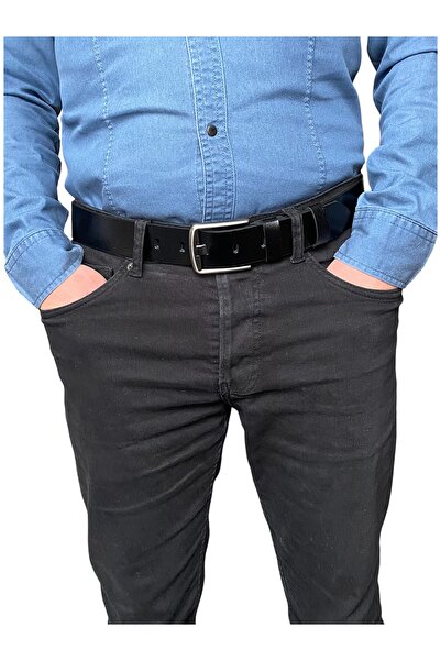GoDeri %100 Hakiki Deri, Efsane Füme Geniş Dilli, Siyah Kemer 4 Cm=4cm-füme-geniş.dili