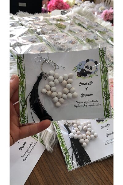 Mimoza Ahşap boncuk yıldız anahtarlık