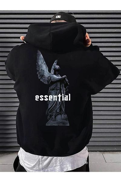 CLAYES Φούτερ Essential Sculpture - Μαύρη στάμπα Oversize Hooded
