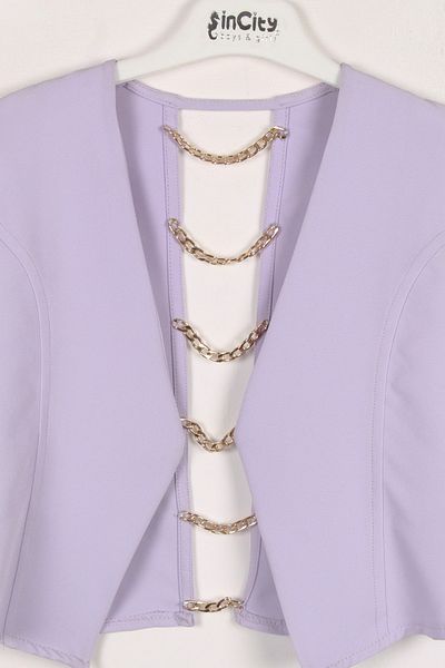 incity Girl's Chain Detailed Lilac Jacket