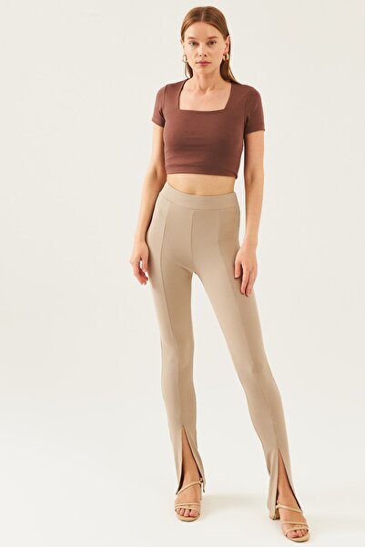 schlank Жіночі обтягуючі легінси з високою талією, розрізом і шнурівкою