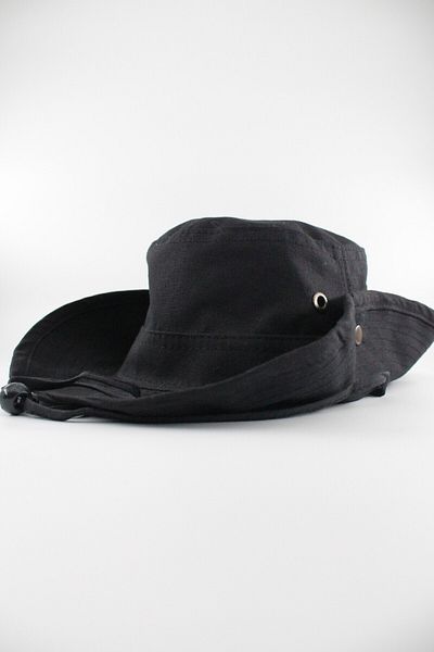 Göreme Aksesuar Men's Safari Hat, Black Safari Hat, Black Cowboy Hat, Large Size Hat, Summer Hat,