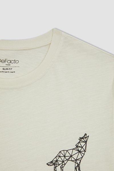 DeFacto Slim Fit Crew Neck Printed Short Sleeve T-Shirt A4031ax23hs