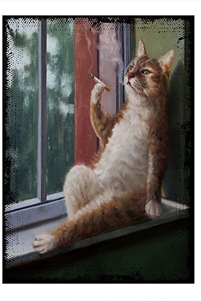 ekart Sigara Içen Kedi Mdf Poster 32cm X44cm