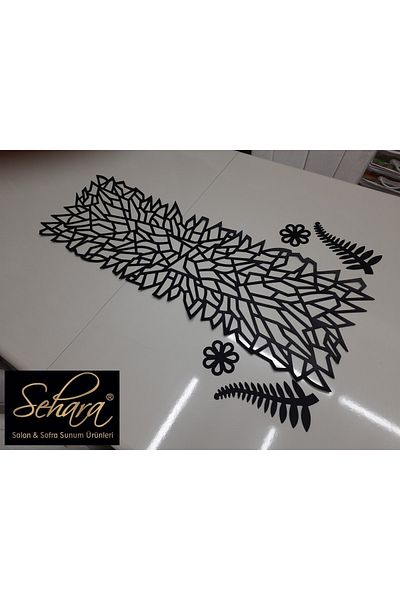 SEHARA Runneri de masă decorativ din piele artificială neagră - 100x33cm / 1 bucată