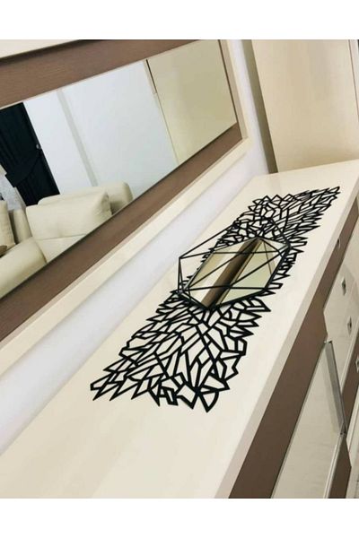 SEHARA Runneri de masă decorativ din piele artificială neagră - 100x33cm / 1 bucată
