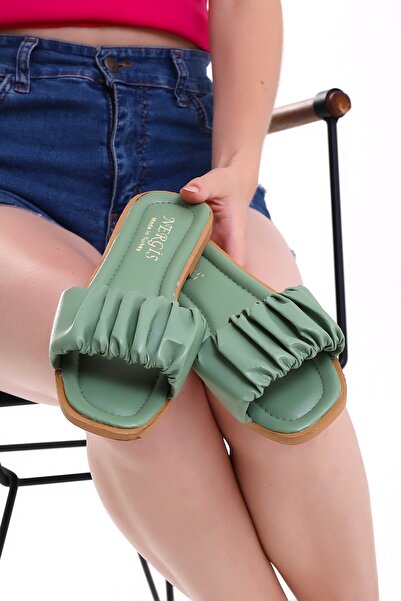 Wordex NR 1221 Shirred Single Band Άνετες καθημερινές γυναικείες παντόφλες Παραθαλάσσιες παντόφλες