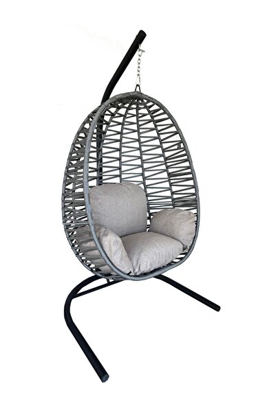 ünlügarden Salıncak Gri Renk Bahçe Makrome Örgü Balkon Armut Salıncak Hamak (...