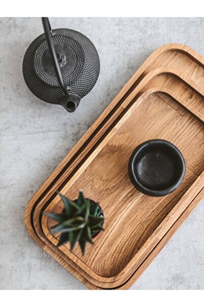 kozawoodart 3'lü Set Doğal Ahşap Servis Sunum Ve Servis Tabakları