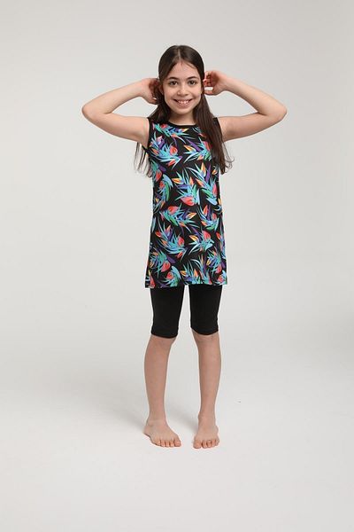 SEBOTEKS Sleeveless Tights Girl's Swimsuit 3506