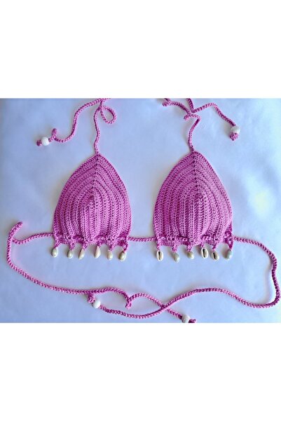 SOUL BY A&B El örgüsü deniz kabuklu pembe bikini plaj yaz yazlık beach şık