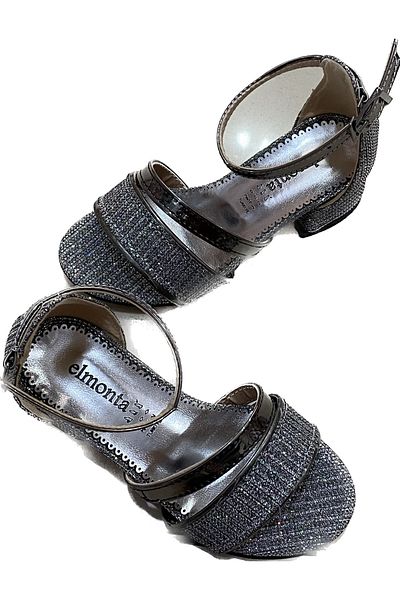 Serra Girl's Silvery Heeled Evening Dress Ankle Strap Sandals