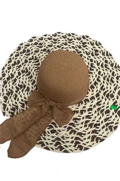 BTL STORE 2 COLORED ORGANIC WIDE STRAY RIBBON - BEACH HAT WOMEN