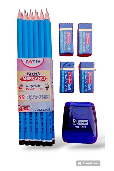 Kilci Home Sınav Kalem seti 12 adet kurşun Kalem + 4 adet silgi sınav silgisi...