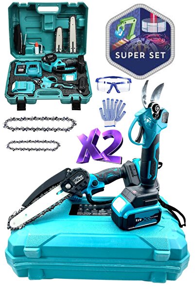 STAXX POWER 2Li Super Set 21V Çift Pala Zincir Çift Akülü Çelik Şanzıman Şarj...