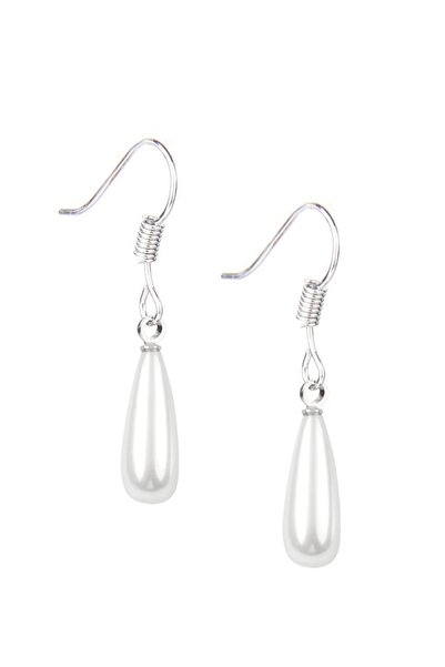 bymissmücevherat İnci Uzun Damla Gümüş Küpe Kancalı Model