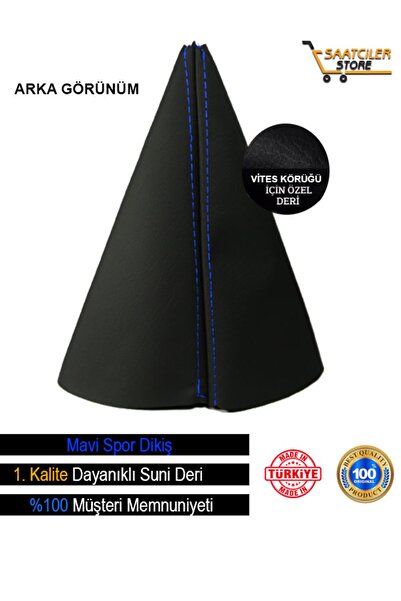 NURYAK Fort Couri̇er 2010-2018 Black Leather Blue Sports Gear Shift Gaiter - Compatible Custom Design