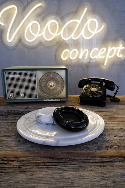 Voodo Concept 2 Li Set Leylak ve Siyah Yuvarlak Mermer Küllük