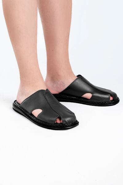 Ducavelli Ανδρικές παντόφλες Stan από γνήσιο δέρμα, παντόφλες από γνήσιο δέρμα, παντόφλες ορθοπεδικής σόλας, παντόφλες από ελαφρύ δέρμα