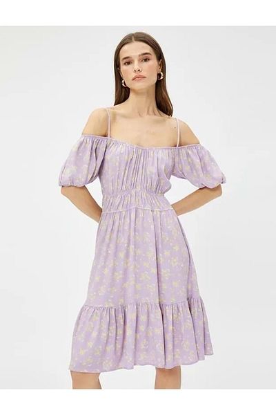 Koton Women's Clothing Dress 3SAK80280EW Lilac Patterned Lilac Patterned