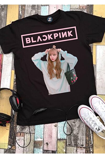 RYO FASHİON BLACK PINK GROUP Παιδικό μπλουζάκι με στάμπα, unisex, μαύρο, κοντ...