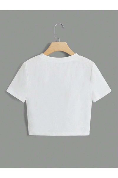 Jose Clothing ΓΥΝΑΙΚΕΙΟ ΚΟΝΤΟΜΑΝΙΚΙ ΛΕΥΚΟ ΤΥΠΩΜΕΝΟ CROP TOP BLUZ