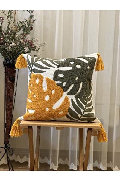 BUGİ HOME COLLECTİON ДЕКОРАТИВНА ПРЕМИУМ КАЛЪФКА ЗА ВЪЗГЛАВНИЦА С ЕДНОЛИСТНА ...