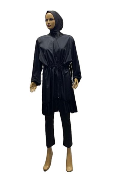 eflin Women's Clothing Ruffled Full Covered Hijab Swimsuit Black