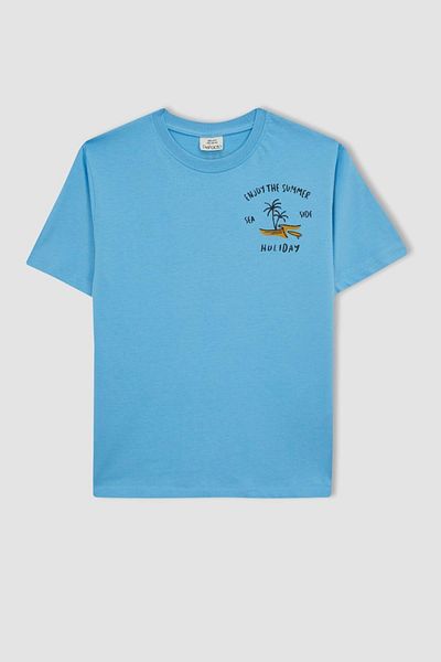 DeFacto Boy's Crew Neck Printed Short Sleeve T-Shirt A9311a823hs