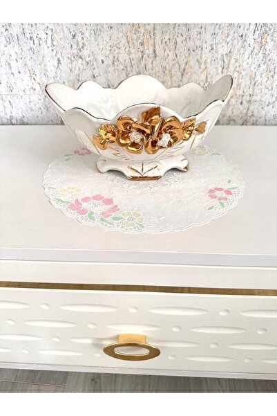 LİMAY (6 BUC.) Zestre, măsuță de cafea, husă noptieră - Husă din PVC cu aspect de broderie din dantelă - 30 cm